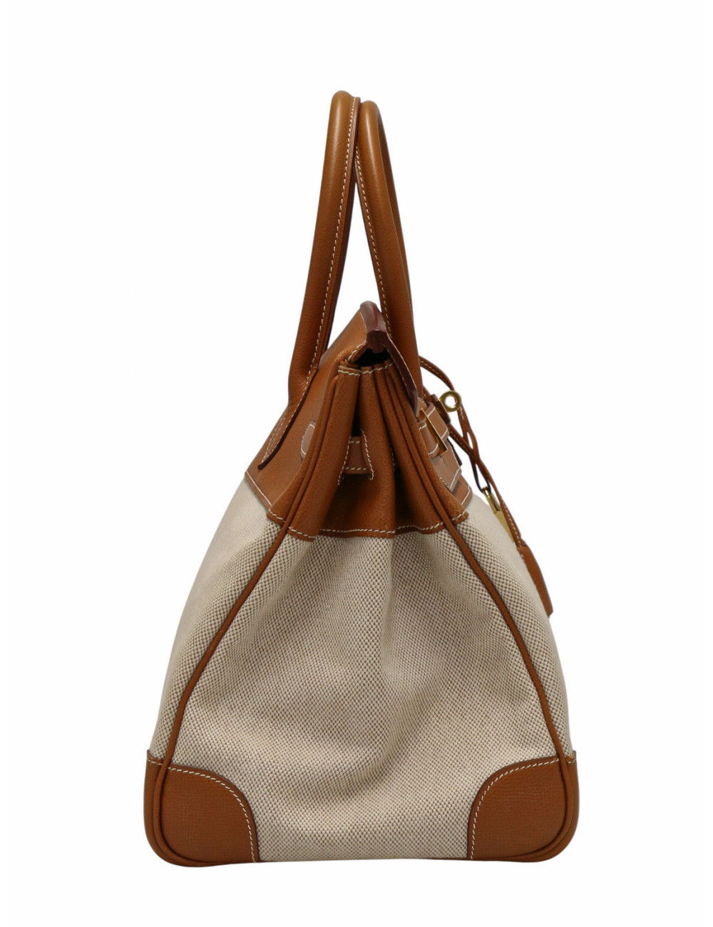 Birkin 35 Hermès toile et cuir gold