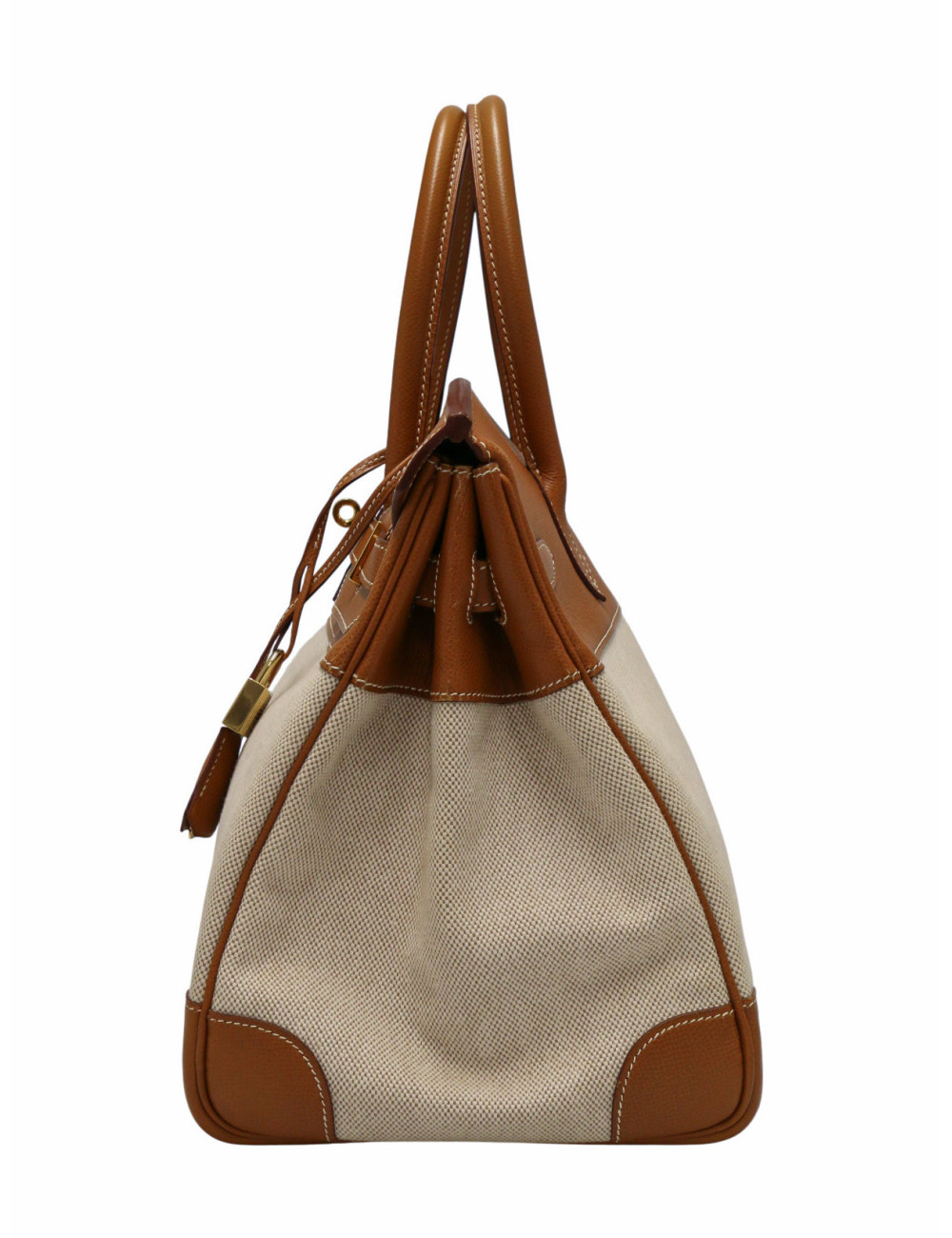 Birkin 35 Hermès toile et cuir gold