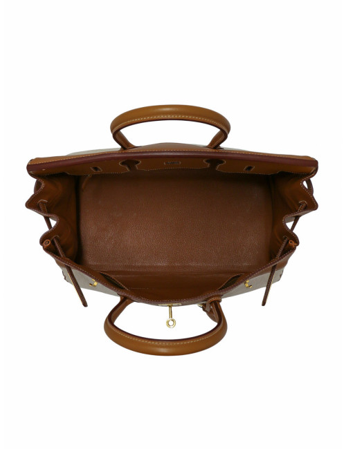 Birkin 35 Hermès toile et cuir gold