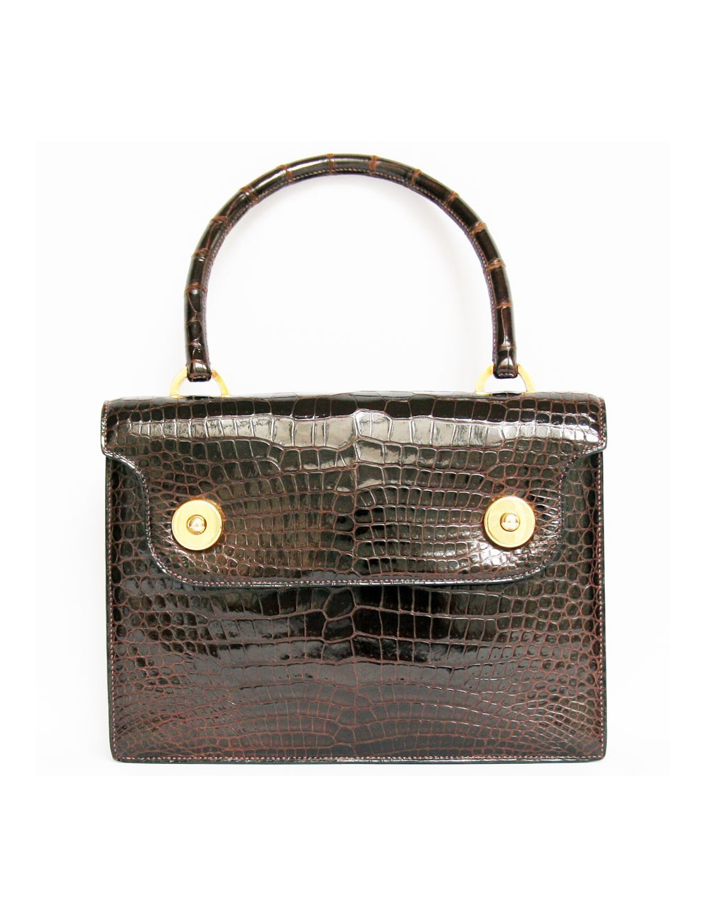 Sac piano HERMES en crocodile marron