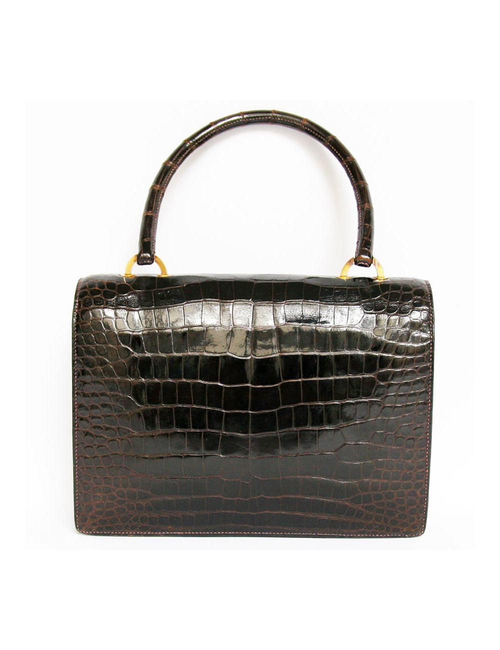 Sac piano HERMES en crocodile marron