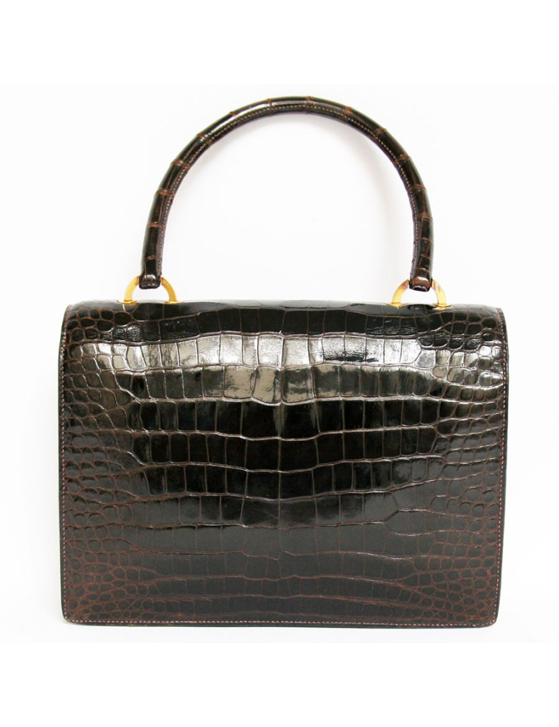 Sac piano HERMES en crocodile marron
