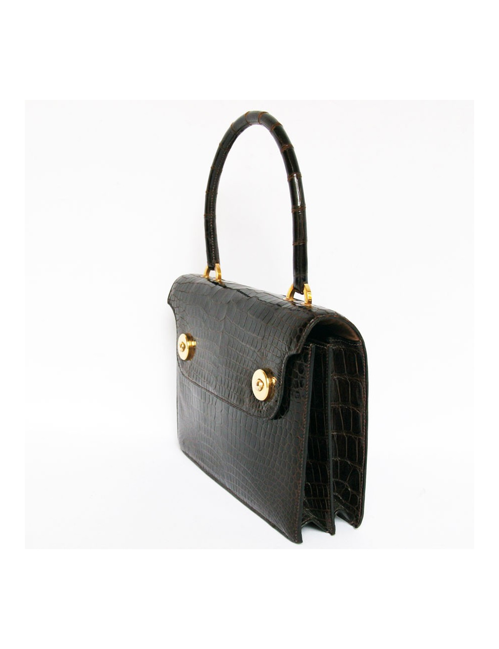 Sac piano HERMES en crocodile marron