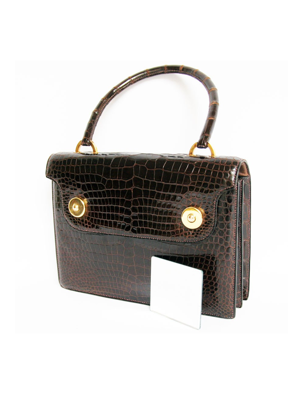 Sac piano HERMES en crocodile marron