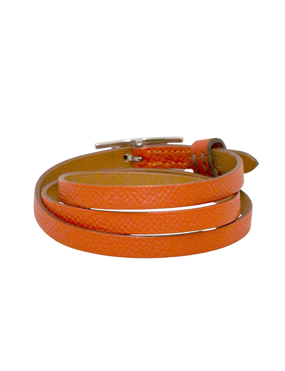 Bracelet Hermès triple rangs orange H