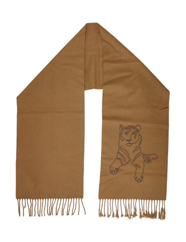 Écharpe Hermès en Cachemire Camel Broderie Tigre 2