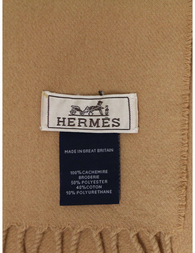 Echarpe HERMES brodé camel