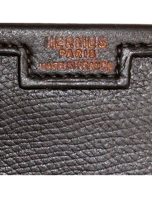 Pochette Jige HERMES en cuir marron chocolat
