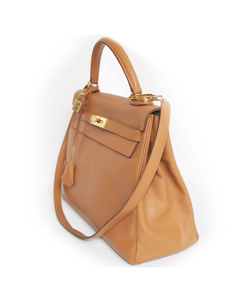 Kelly 32 HERMES en cuir togo marron