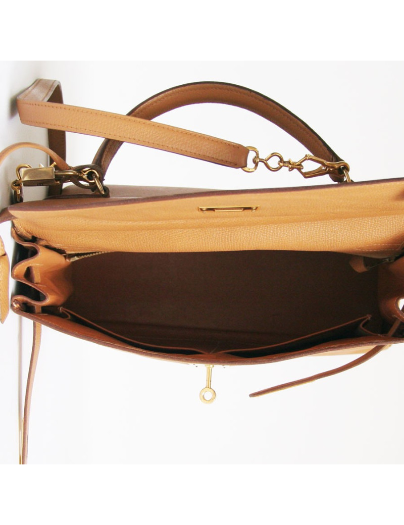 Kelly 32 HERMES en cuir togo marron
