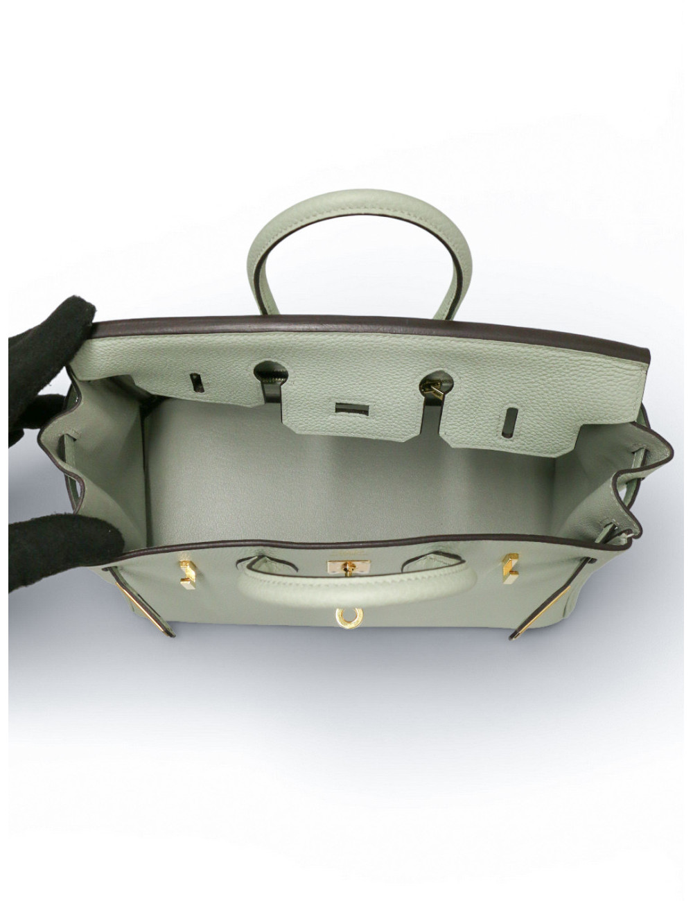 Hermès Birkin 25 togo gris névé bijouterie dorée