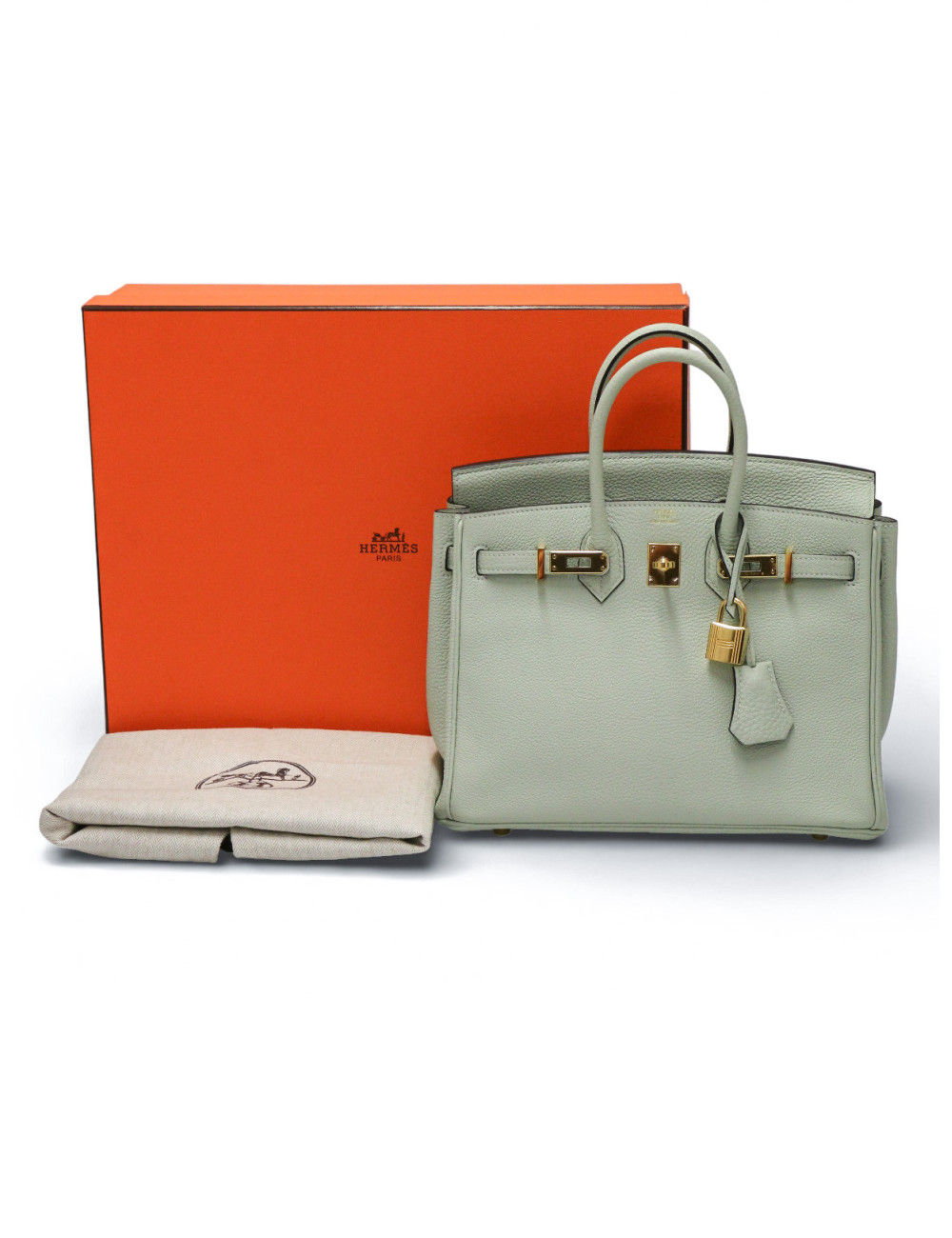 Hermès Birkin 25 togo gris névé bijouterie dorée