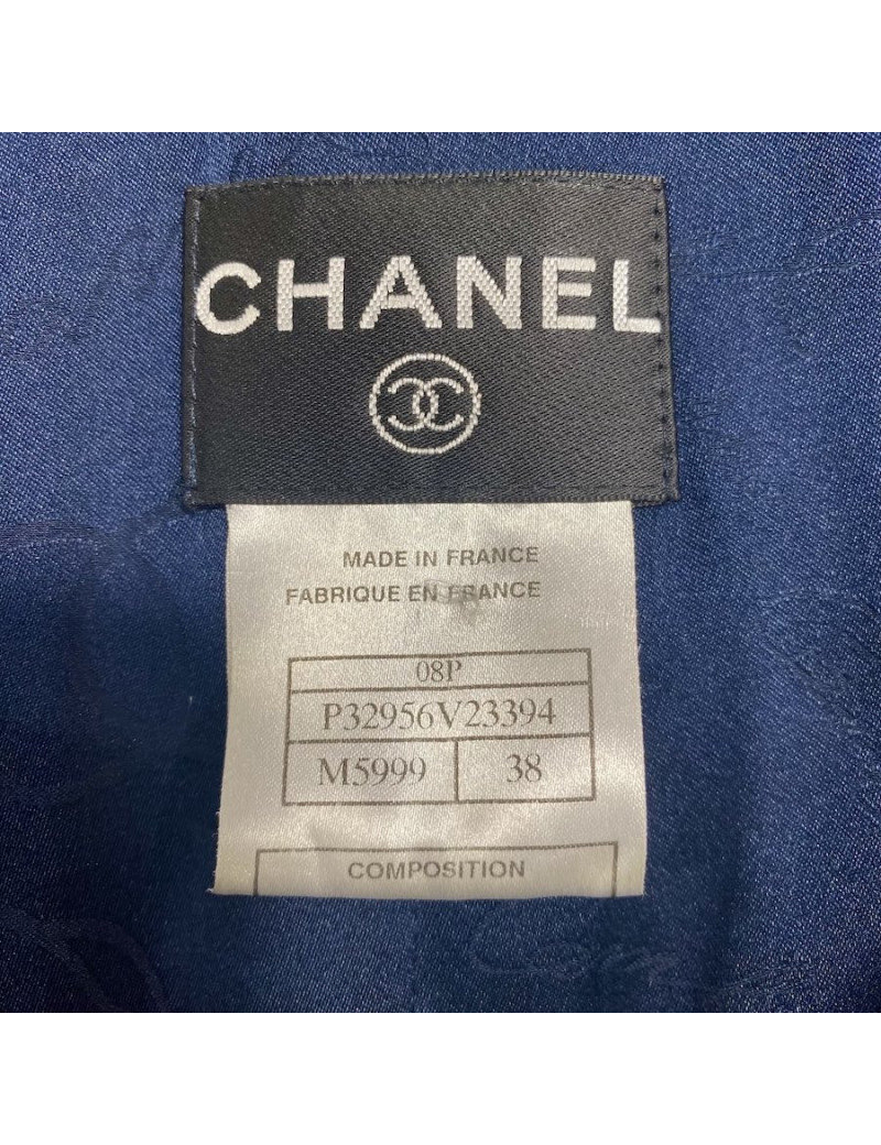 Dress coat CHANEL blue tweed T38