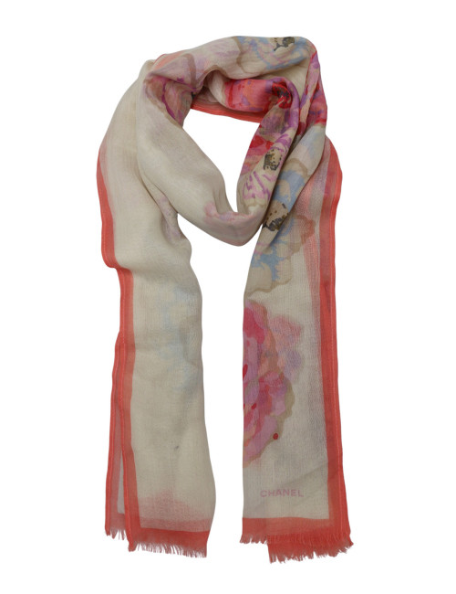 Foulard Chanel camélias rose