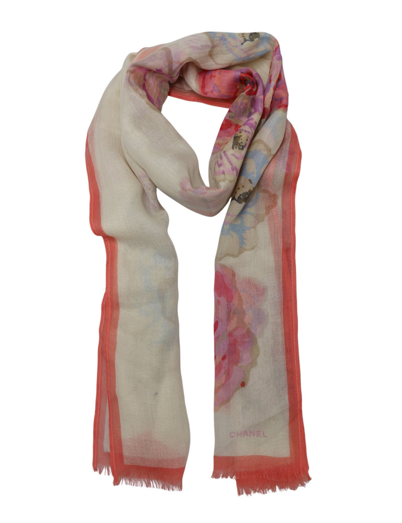 Foulard Chanel camélias rose