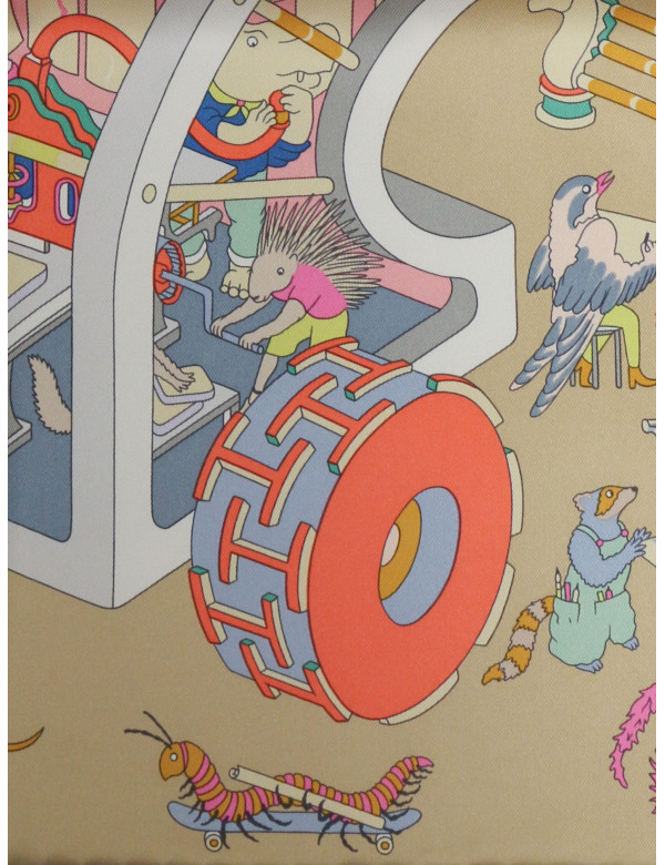 Carré Hermès Academia Hippica roulotté violet 2