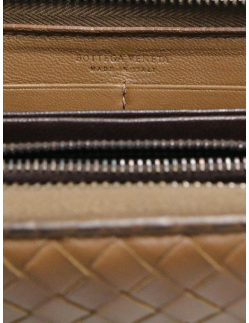 Portefeuille Bottega Veneta cuir tressé zippé