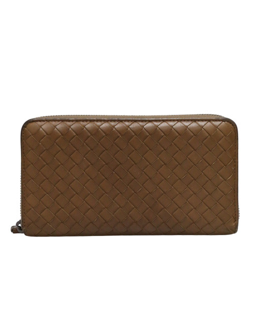 Portefeuille Bottega Veneta cuir tressé zippé