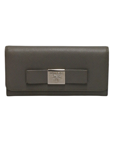 Portefeuille PRADA cuir Safiane gris