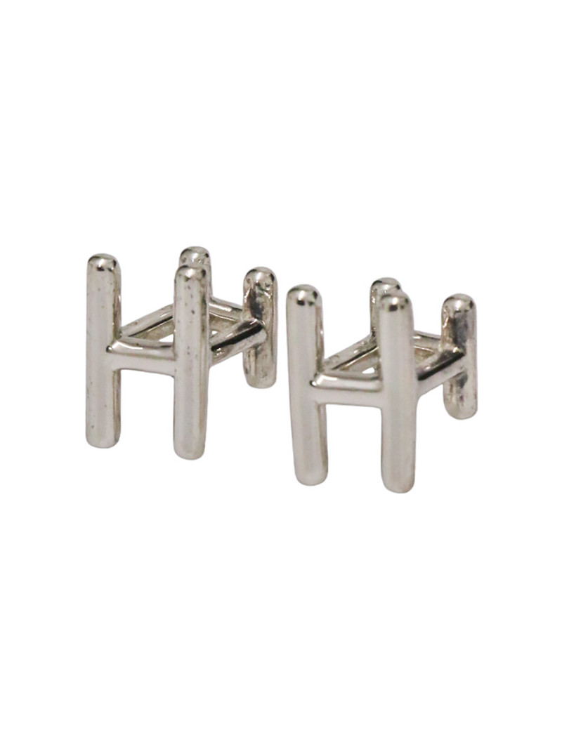 Boutons de manchette H HERMES argent 925