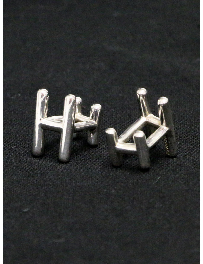 Boutons de manchette H HERMES argent 925