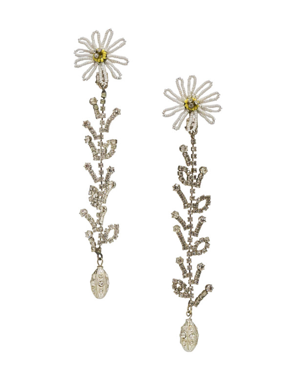 Clips pendants CHRISTIAN LACROIX marguerite perles strass