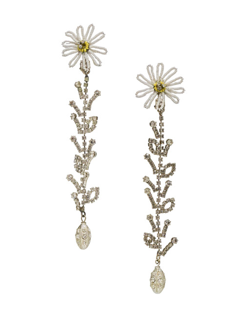 Clips pendants CHRISTIAN LACROIX marguerite perles strass