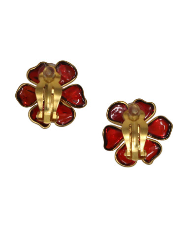 Clips Fleurettes MARGUERITE DE VALOIS pâte de verre topaze 2