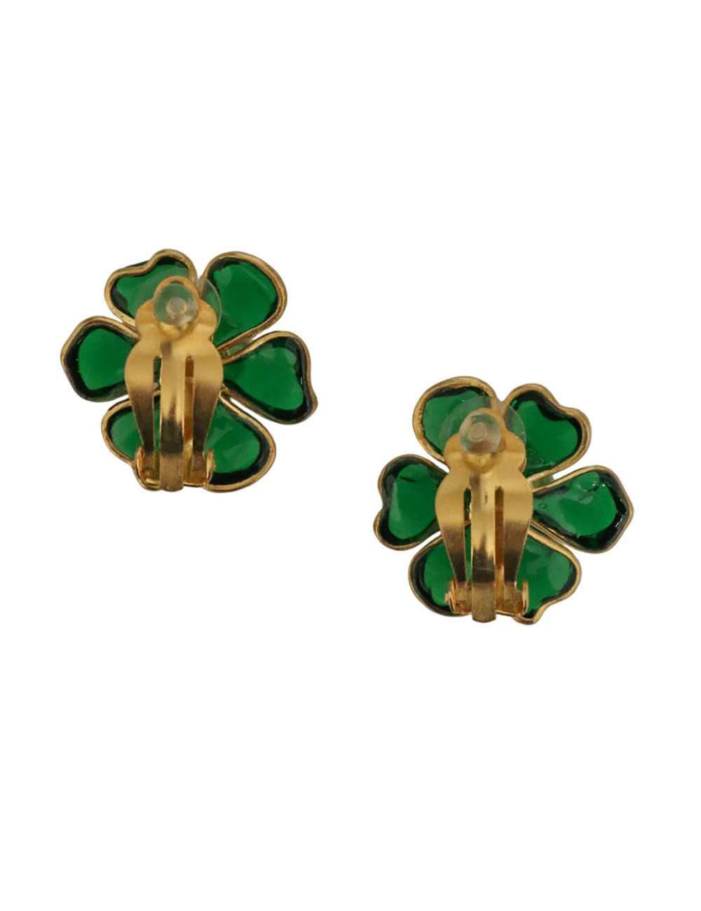 Clips MARGUERITE DE VALOIS pâte de verre émeraude