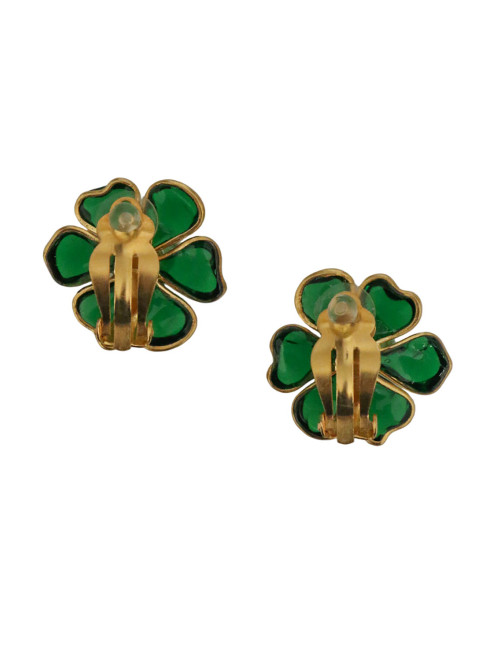 Clips MARGUERITE DE VALOIS pâte de verre émeraude