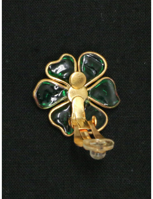 Clips MARGUERITE DE VALOIS pâte de verre émeraude