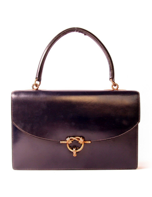 Sac vintage HERMES bleu marine