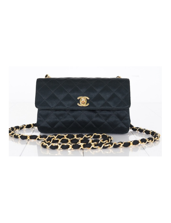 Mini sac satin Chanel noir