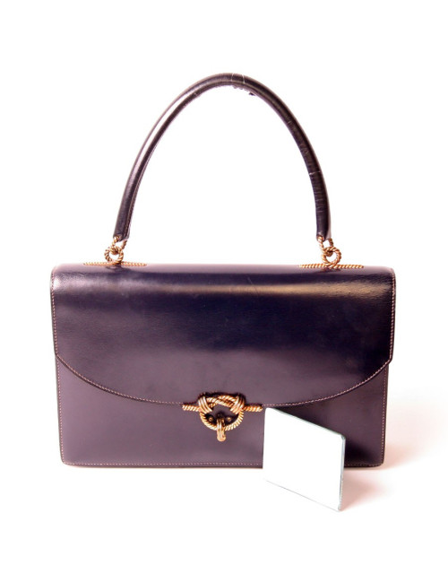 Sac vintage HERMES bleu marine