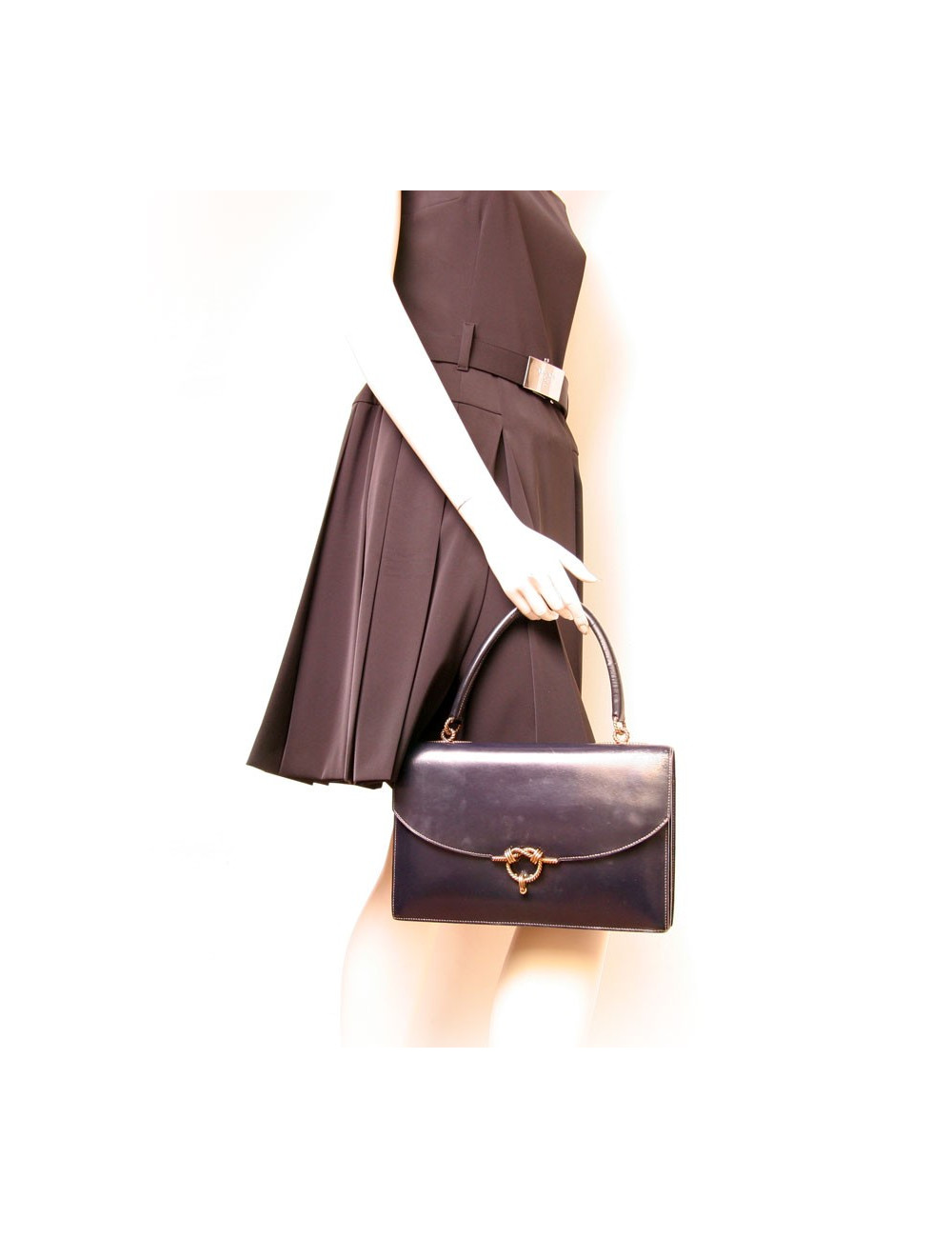 Sac vintage HERMES bleu marine