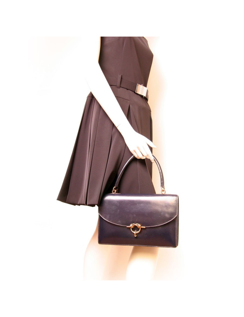 Sac vintage HERMES bleu marine