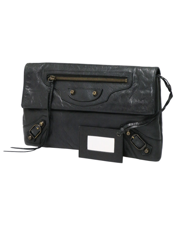 Pochette Balenciaga City cuir marine