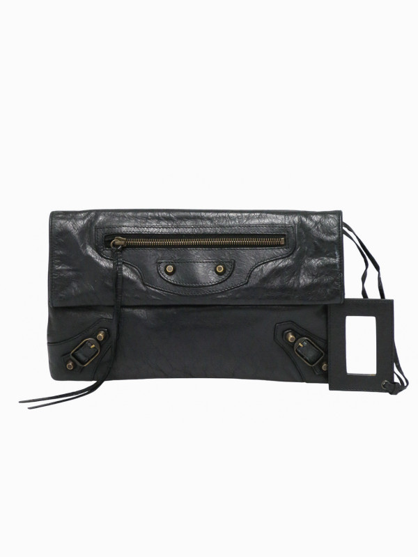 Pochette Balenciaga City cuir marine