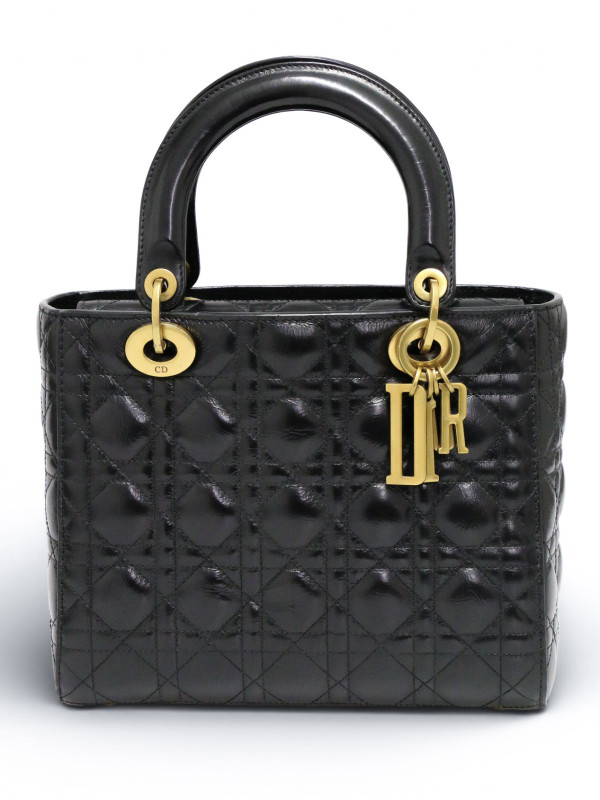 Sac Lady Dior noir semi brillant
