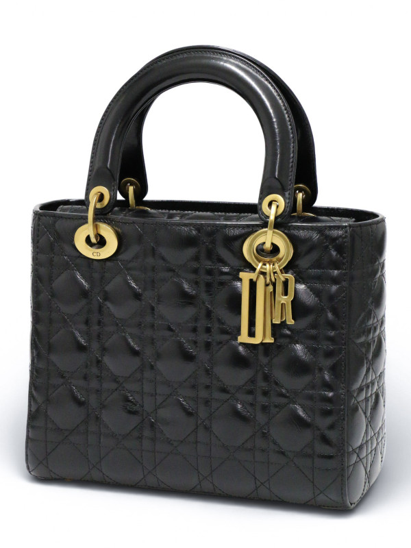 Sac Lady Dior noir semi brillant