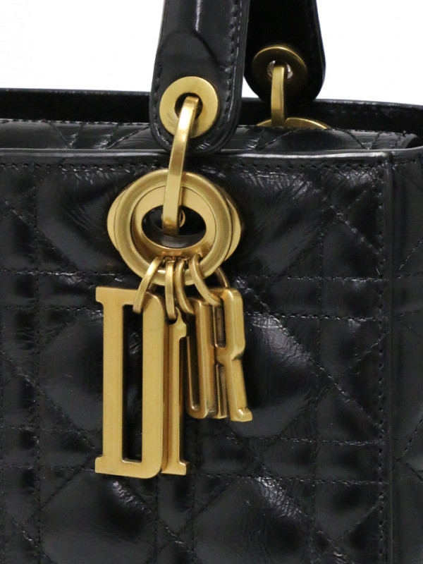 Sac Lady Dior noir semi brillant