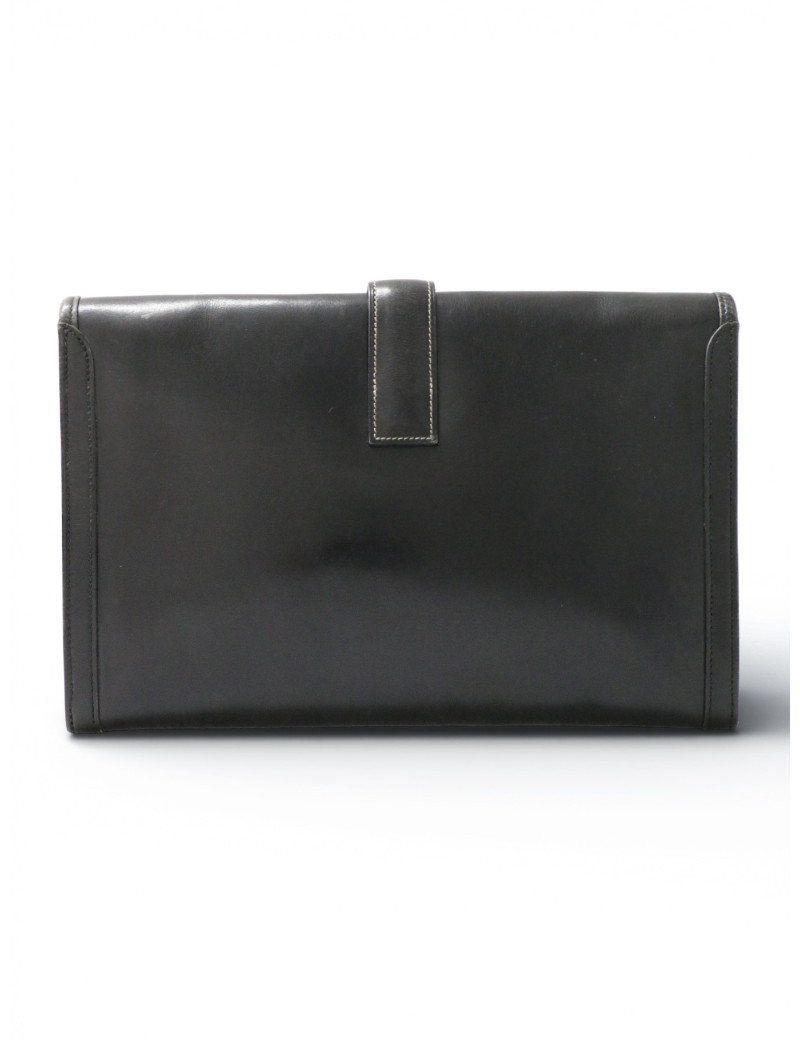 Pochette Jige Hermès MM cuir box noir Vintage