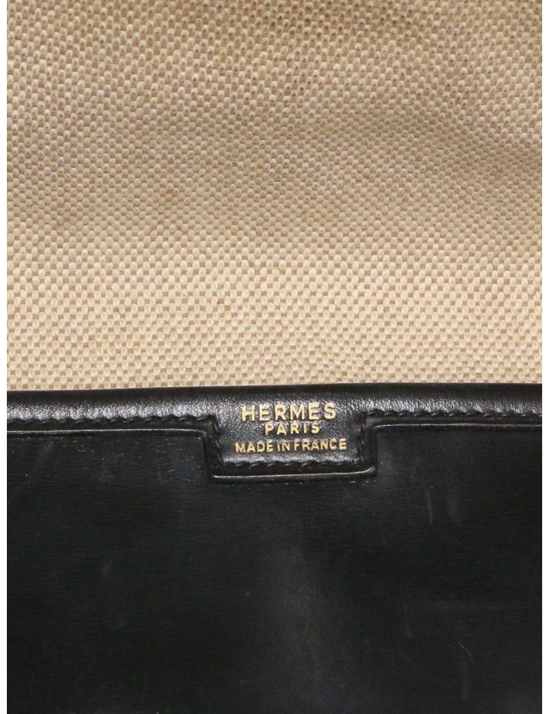 Pochette Jige Hermès MM cuir box noir Vintage