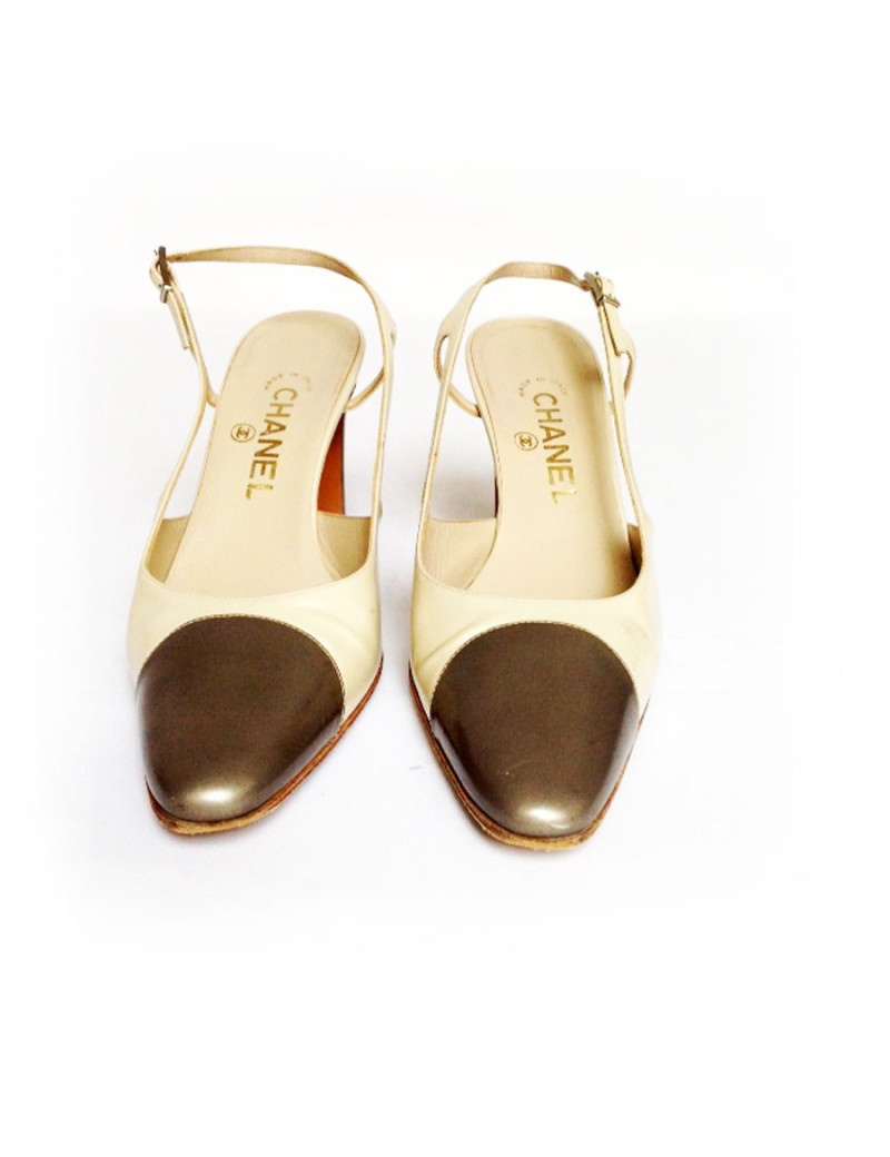 Escarpins CHANEL  T39.5 bicolores