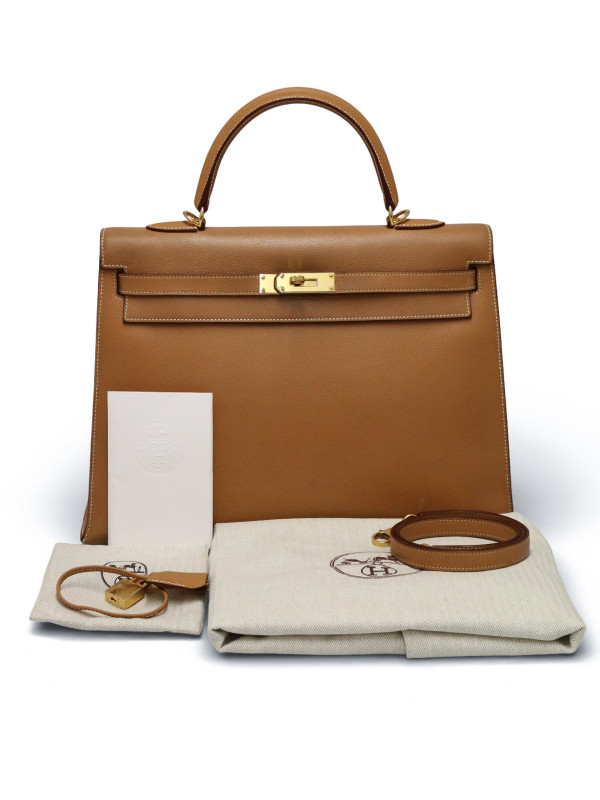 Sac Hermès Kelly 35 cuir epsom Camel