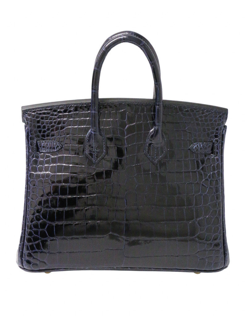 B25 Hermès crocodile bleu marine