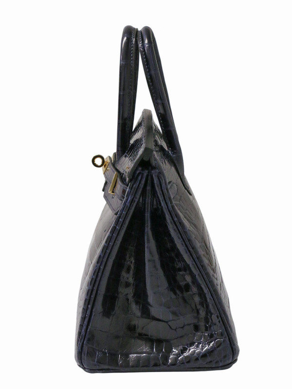 B25 Hermès crocodile bleu marine