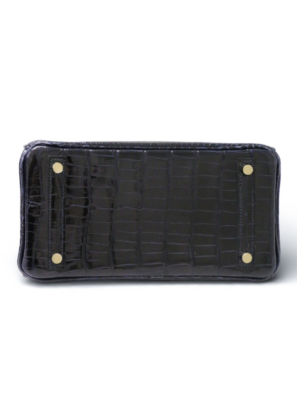 B25 Hermès crocodile bleu marine