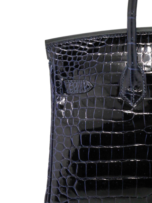 B25 Hermès crocodile bleu marine