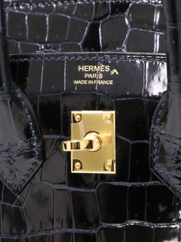 B25 Hermès crocodile bleu marine